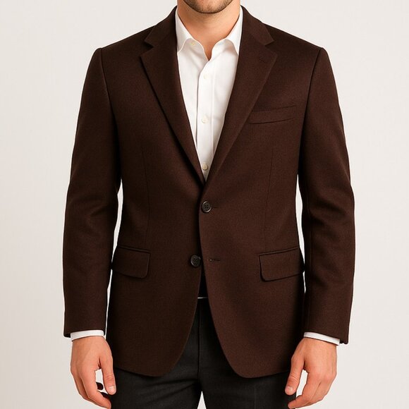 Black Brown 1826 100% Cashmere Blazer, Sz 42L Two Button Brown Sport Coat - Picture 1 of 16